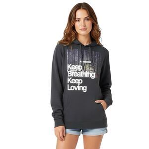 GLMR KLLS Womens Sz Large Graphic Print Gray Hoodie Sweatshirt Sporty Skater